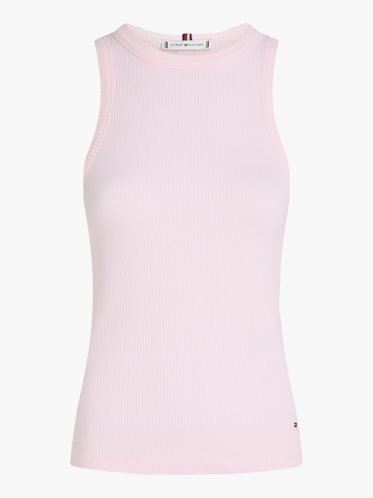 Roz Tricou Cu Nervuri Slim  Femei