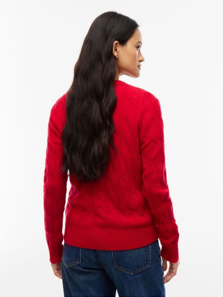 Red Pure Wool Cable Knit Jumper  Women