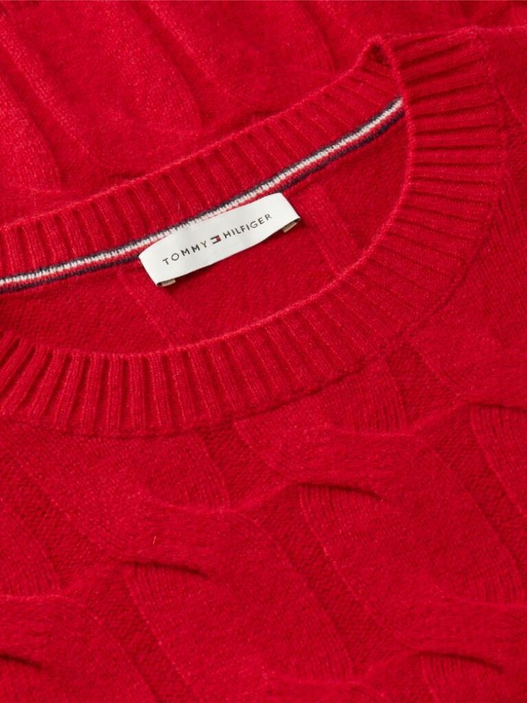 Red Pure Wool Cable Knit Jumper  Women