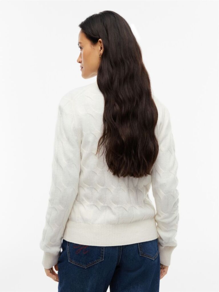 White Pure Wool Cable Knit Jumper  Women