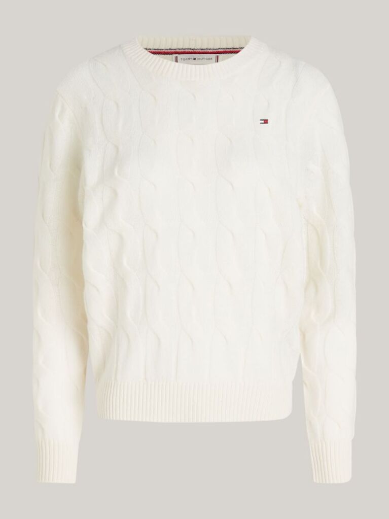 White Pure Wool Cable Knit Jumper  Women