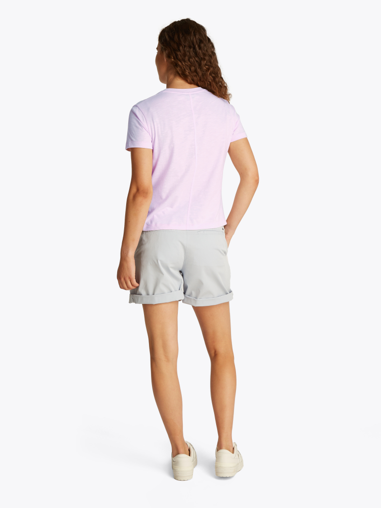 Roz Tricou Cu Croiala Regular  Femei