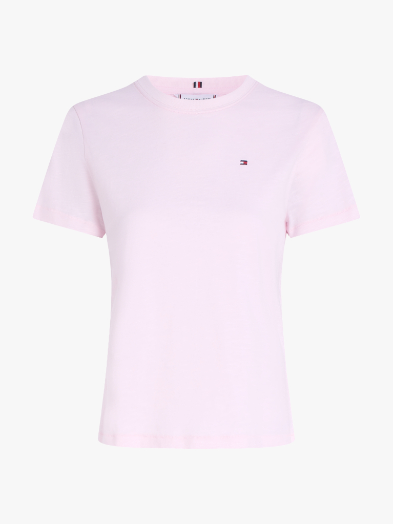 Roz Tricou Cu Croiala Regular  Femei
