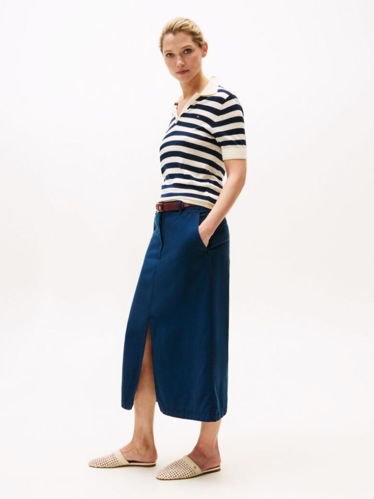 Blue Fusta Midi Tip Chino  Femei