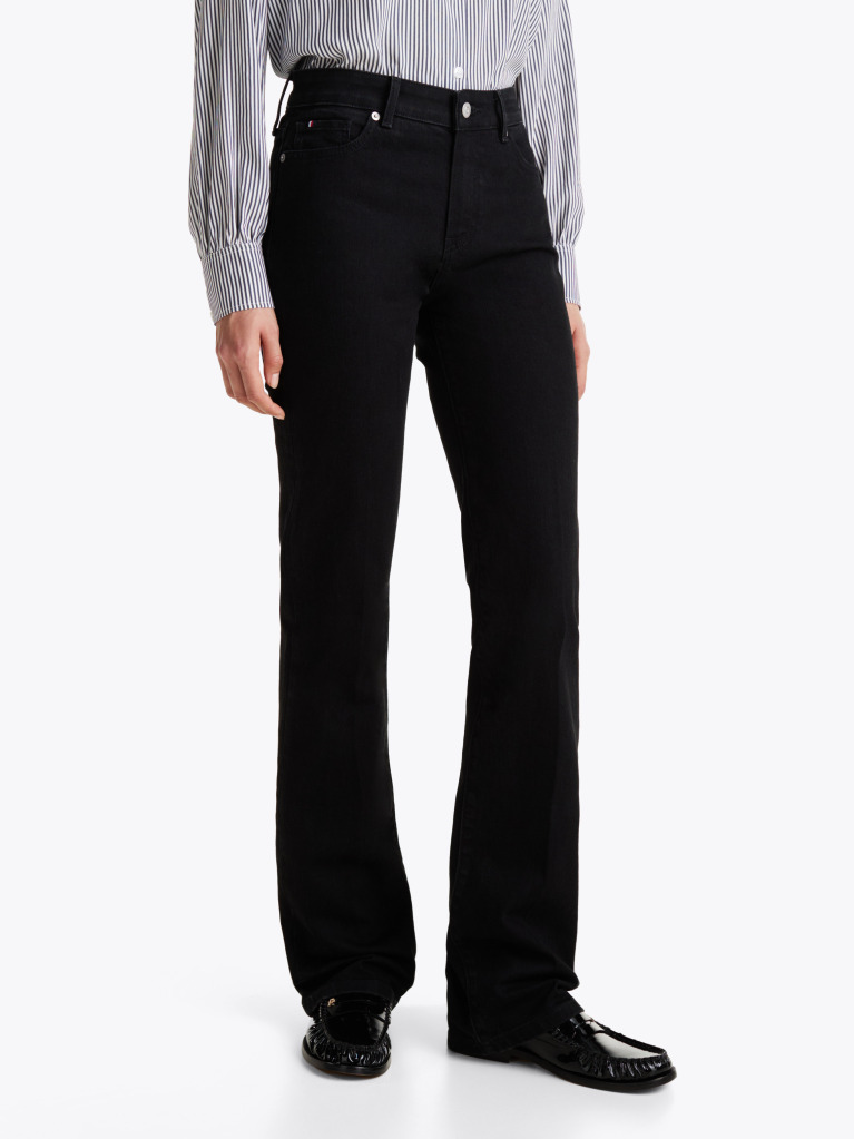 Negru Jeans Bootcut Negru Cu Talie Medie  Femei