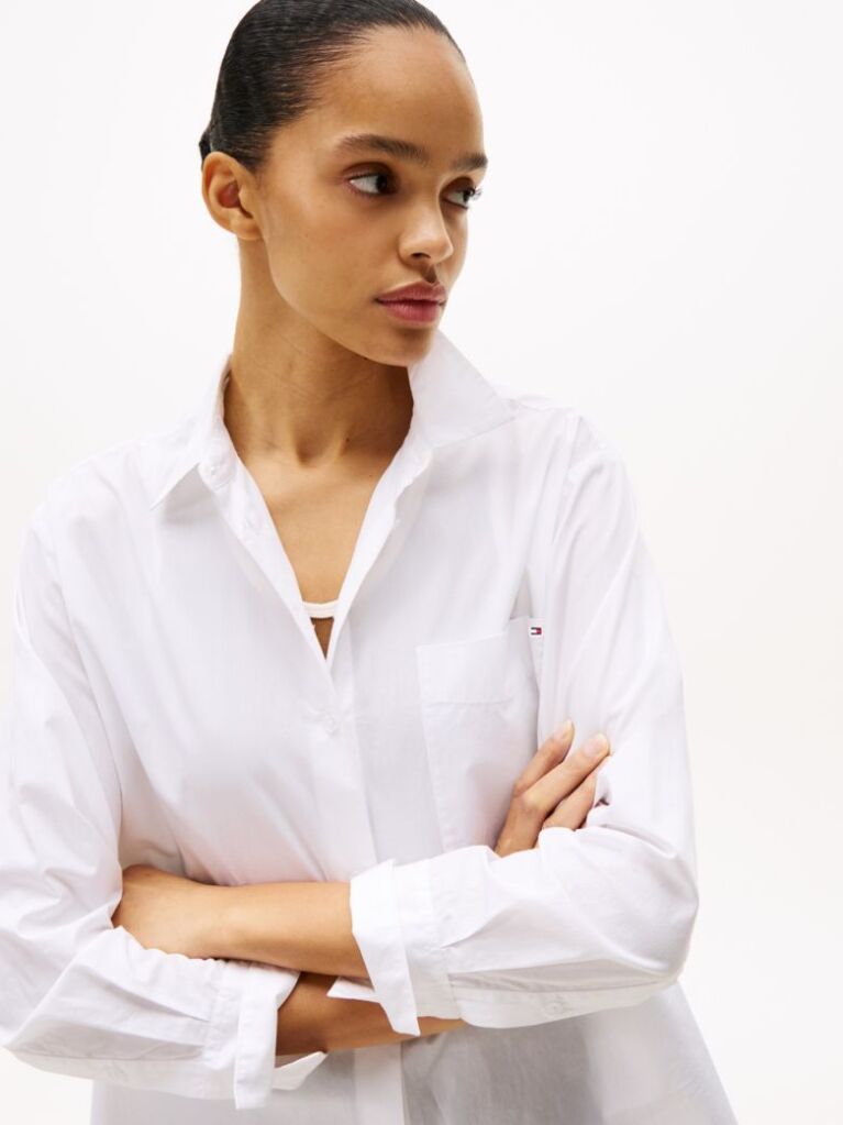 Alb Camasa Oversized Din Poplin  Femei