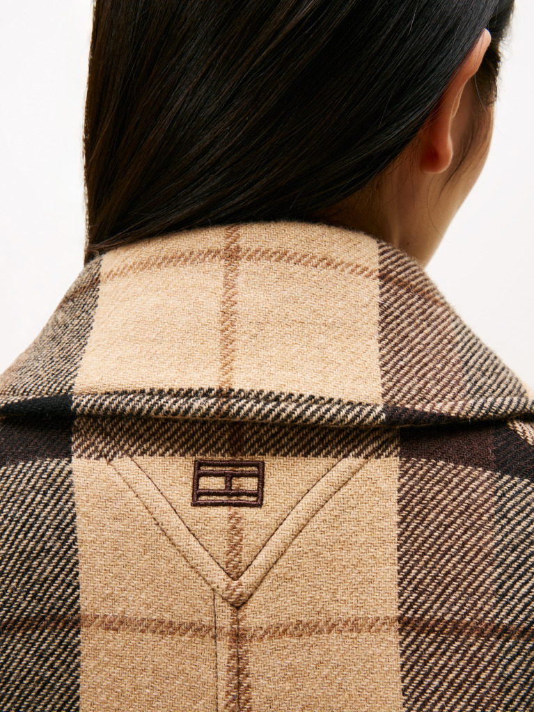 Multi Palton Oversized Din Amestec De Lana Cu Model In Carouri Si Curea  Femei