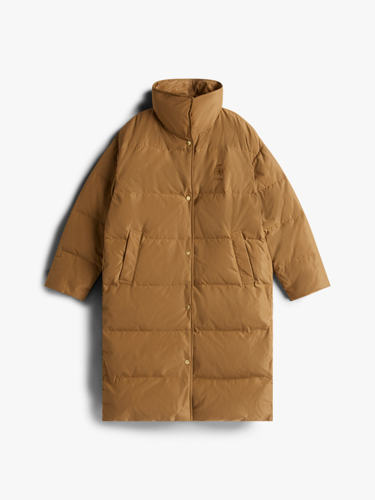 Maro Palton Puffer Cu Umplutura De Pene Si Broderie Crest  Femei