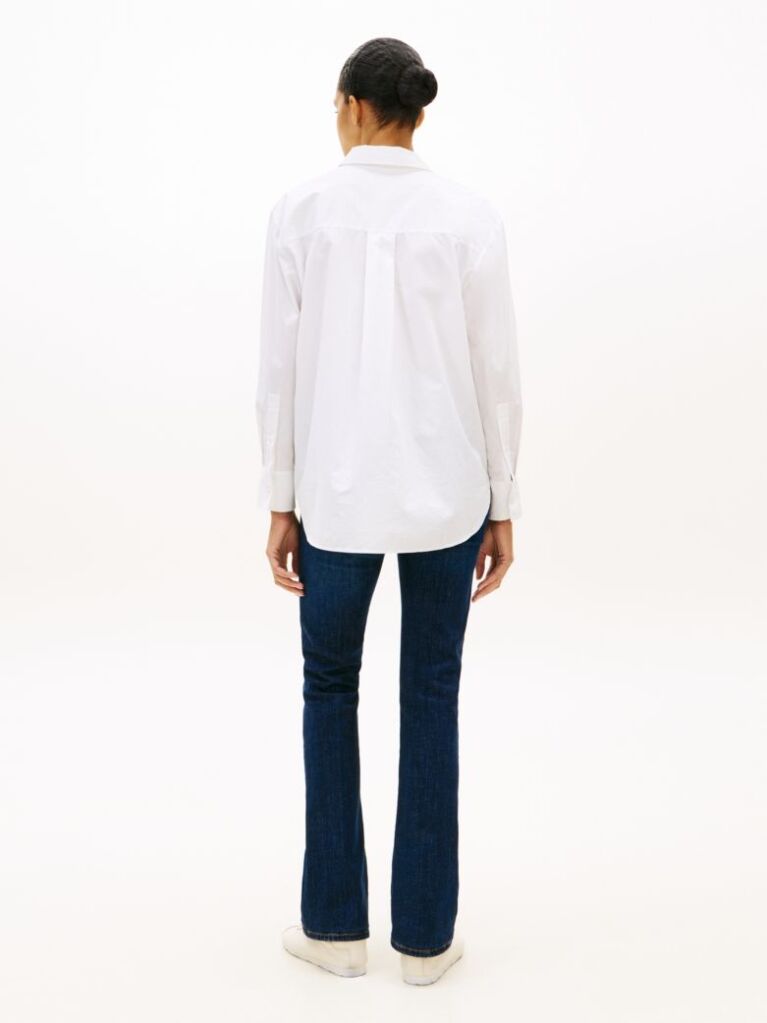 Alb Camasa Oversized Cu Logo Brodat  Femei