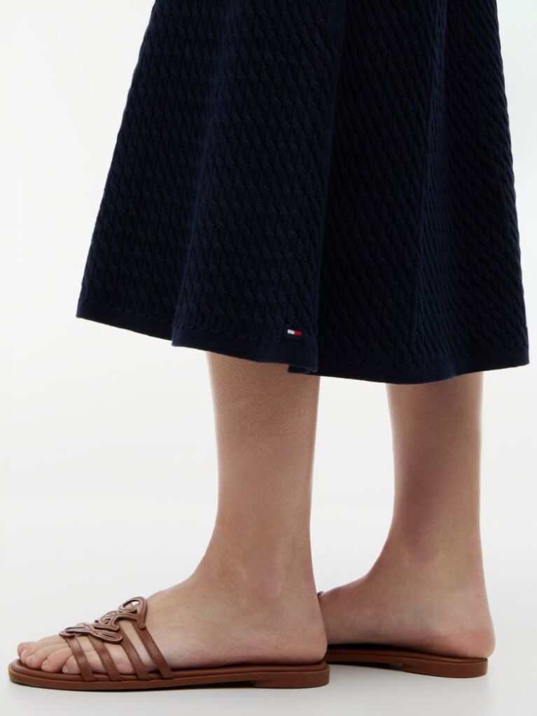 Blue Fusta Midi Lejera In Forma De A Cu Model Tricotat Cable Knit  Femei
