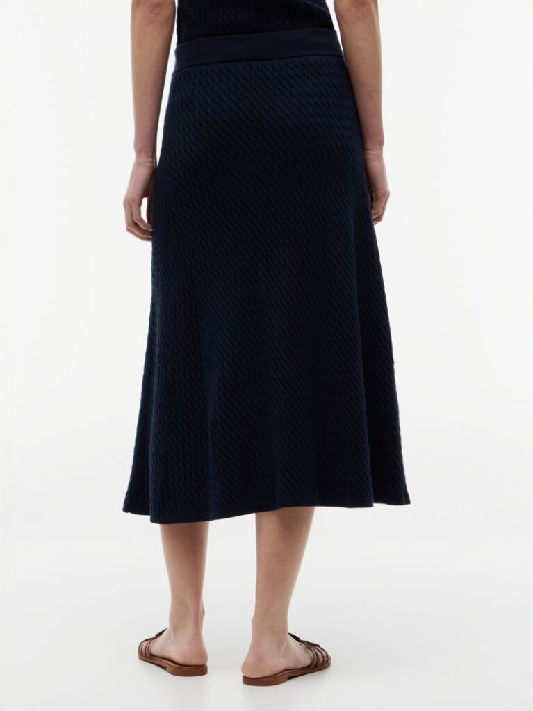 Blue Fusta Midi Lejera In Forma De A Cu Model Tricotat Cable Knit  Femei