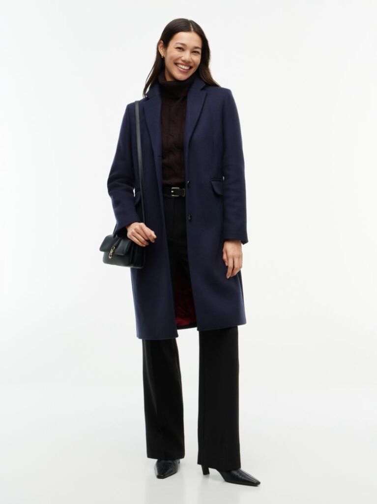 Blue Manteco Wool Blend Slim Single Breasted Coat  Women