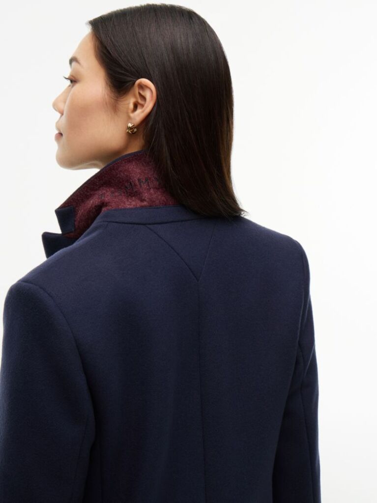 Blue Manteco Wool Blend Slim Single Breasted Coat  Women