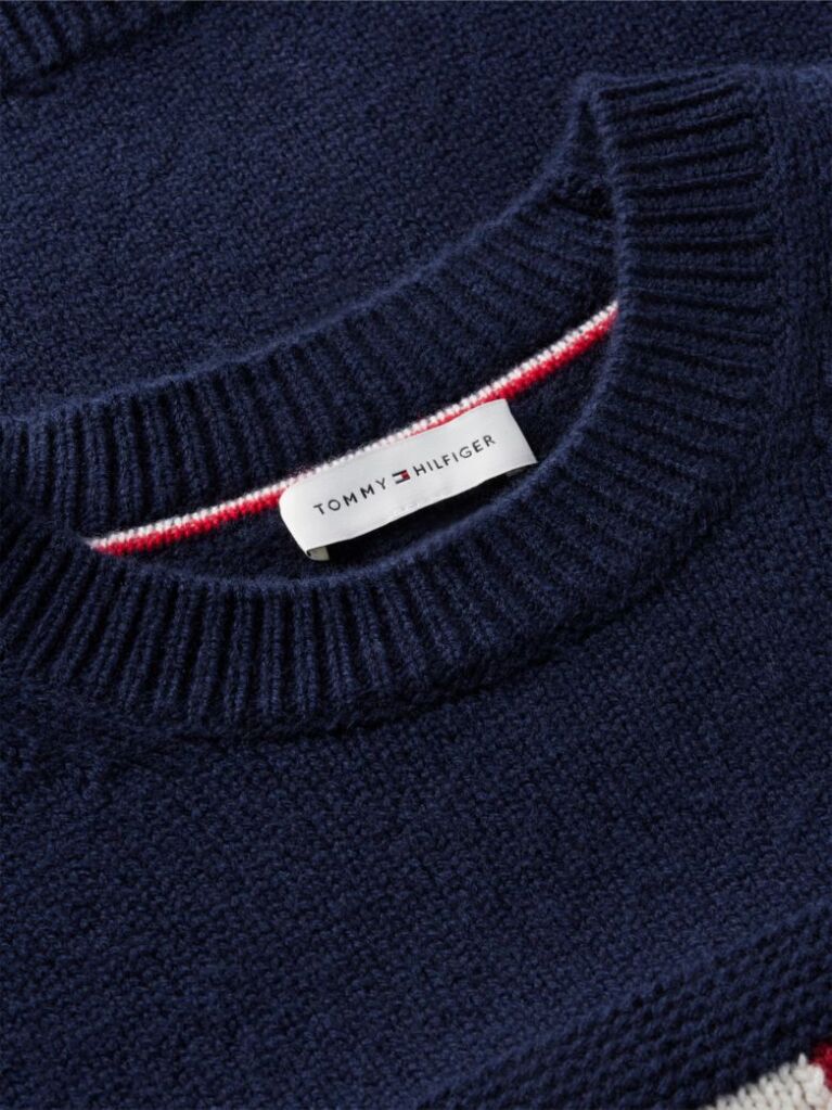 Blue Pulover Din Casmir Cu Logo Steag Brodat  Femei