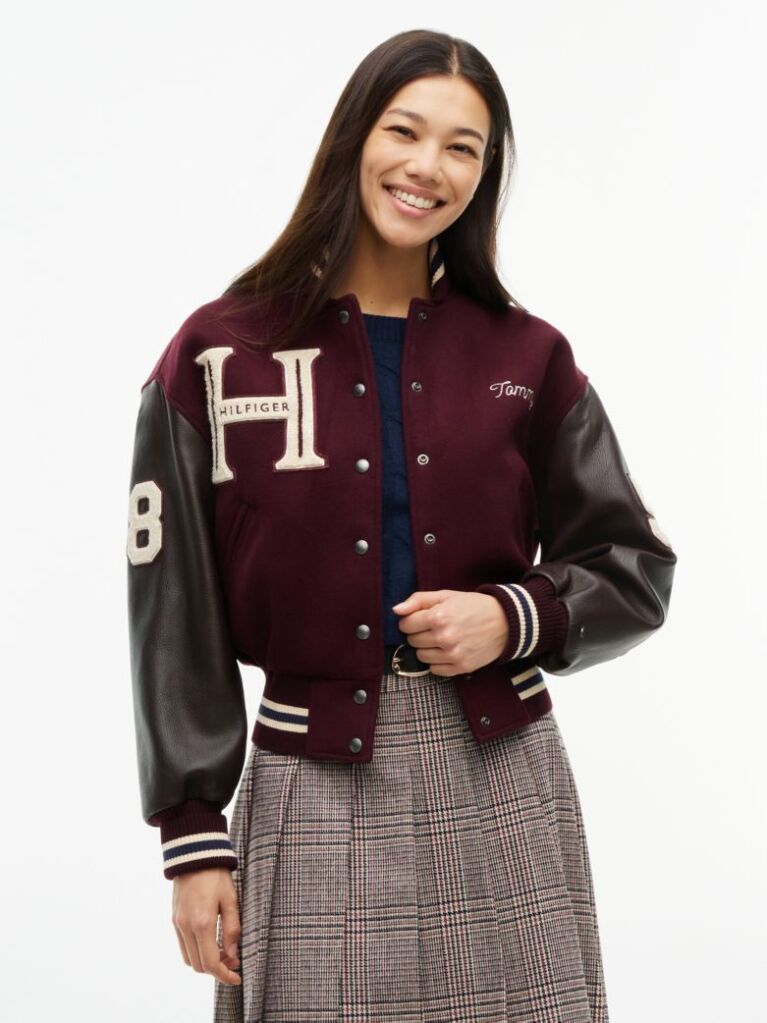 Multi Jacheta Varsity Din Piele Cu Amestec De Lana Manteco  Femei