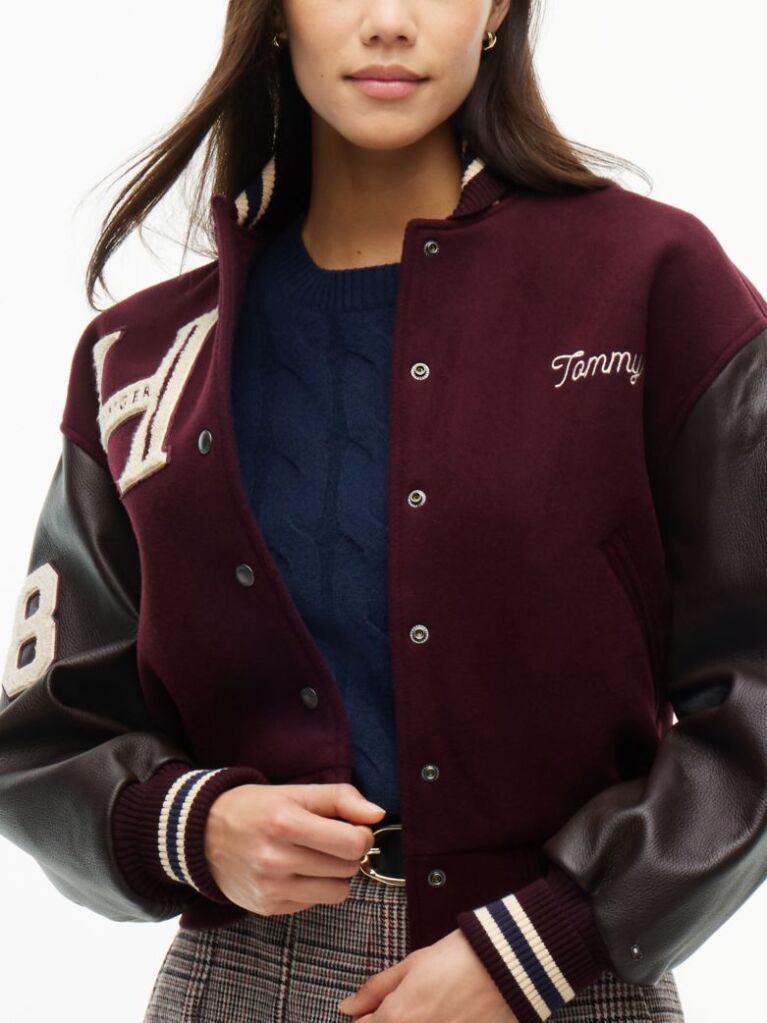 Multi Jacheta Varsity Din Piele Cu Amestec De Lana Manteco  Femei