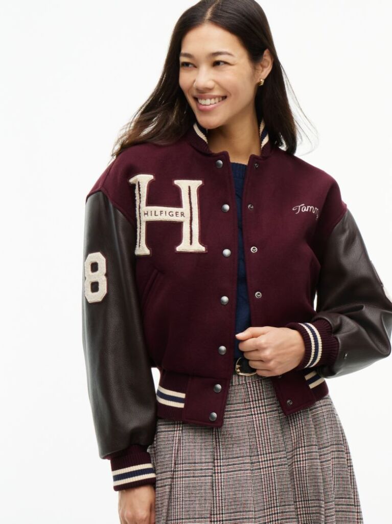 Multi Jacheta Varsity Din Piele Cu Amestec De Lana Manteco  Femei