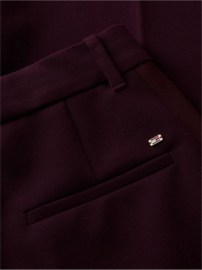 Red Straight Wide Leg Tuxedo Trousers  Women