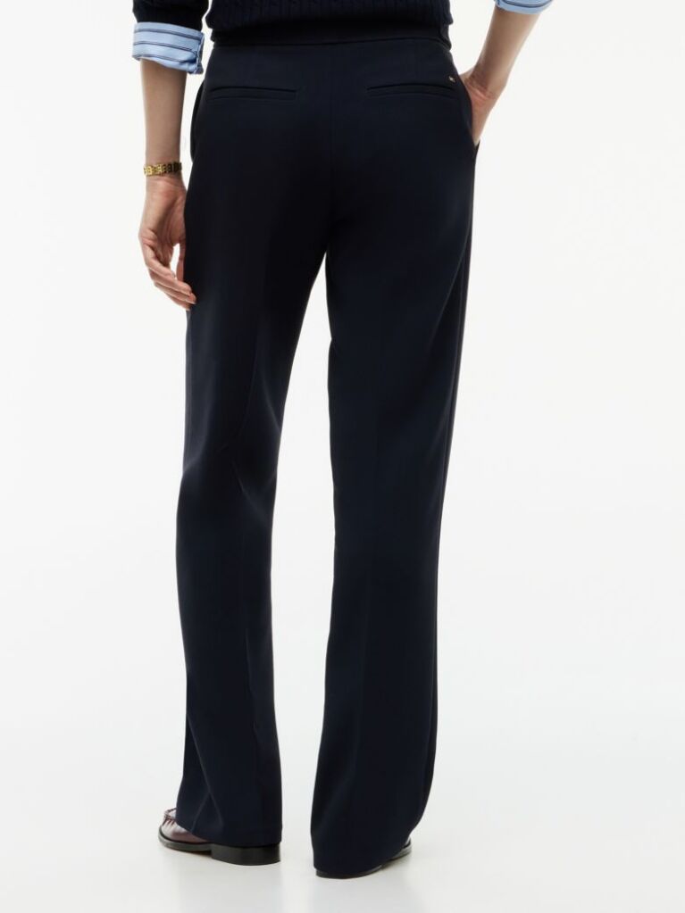 Blue Gold-Tone Button Slim Bootcut Trousers  Women