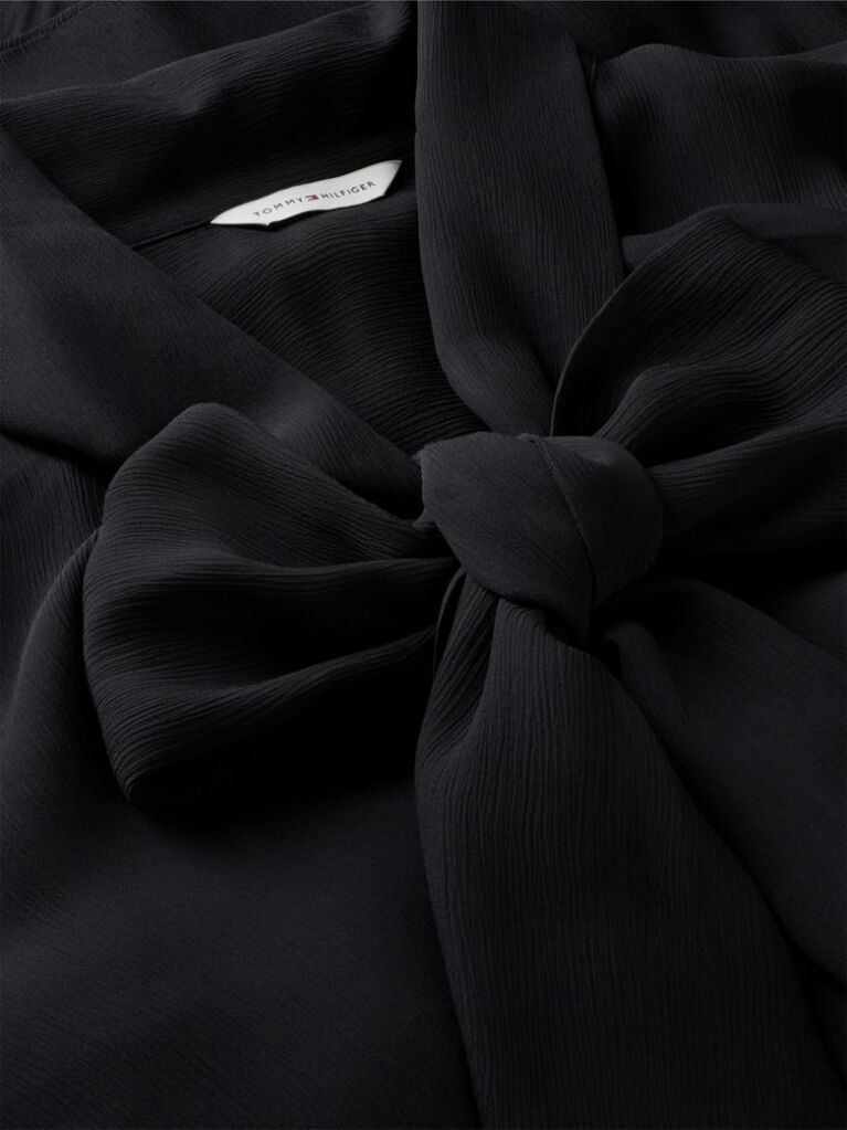 Negru Bluza Georgette Cu Funda Si Croiala Regular  Femei